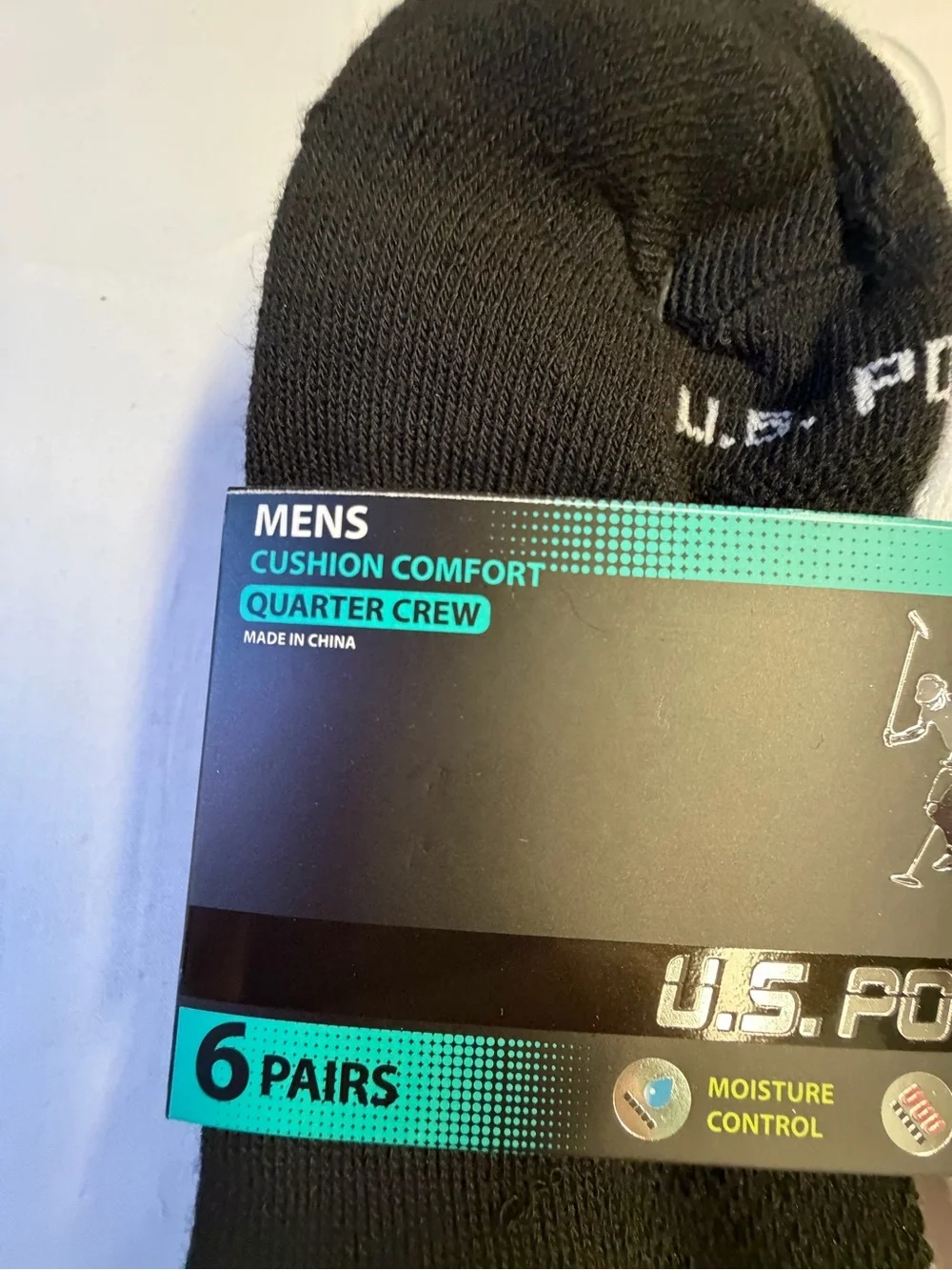 U.S. Polo Assn. Men’s Quarter Crew Socks - Black & White (6 Pack)